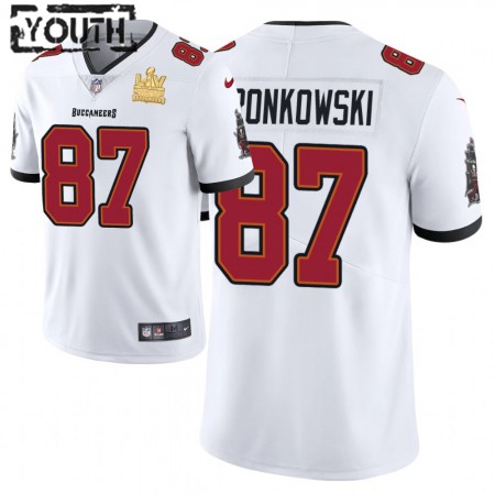 Camiseta Niño Tampa Bay Buccaneers Rob Gronkowski 87 Nike Blanco 2021 Super Bowl LV Champions